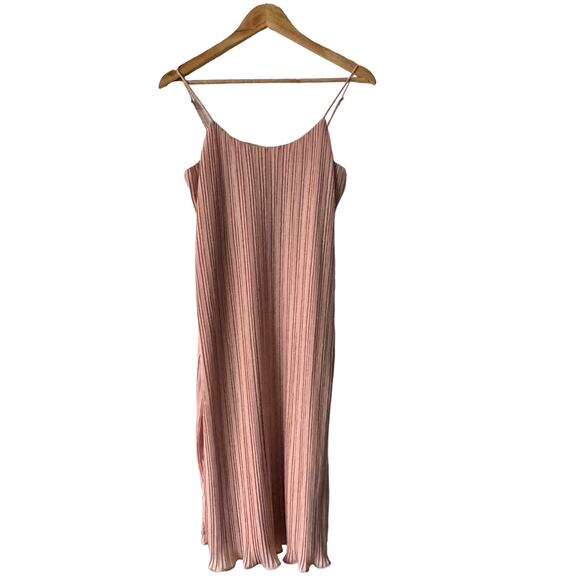 NBD Revolve Wynonna Dress Womens XS Blush Pink Pleated Feminine Neutral Midi - Picture 2 of 11